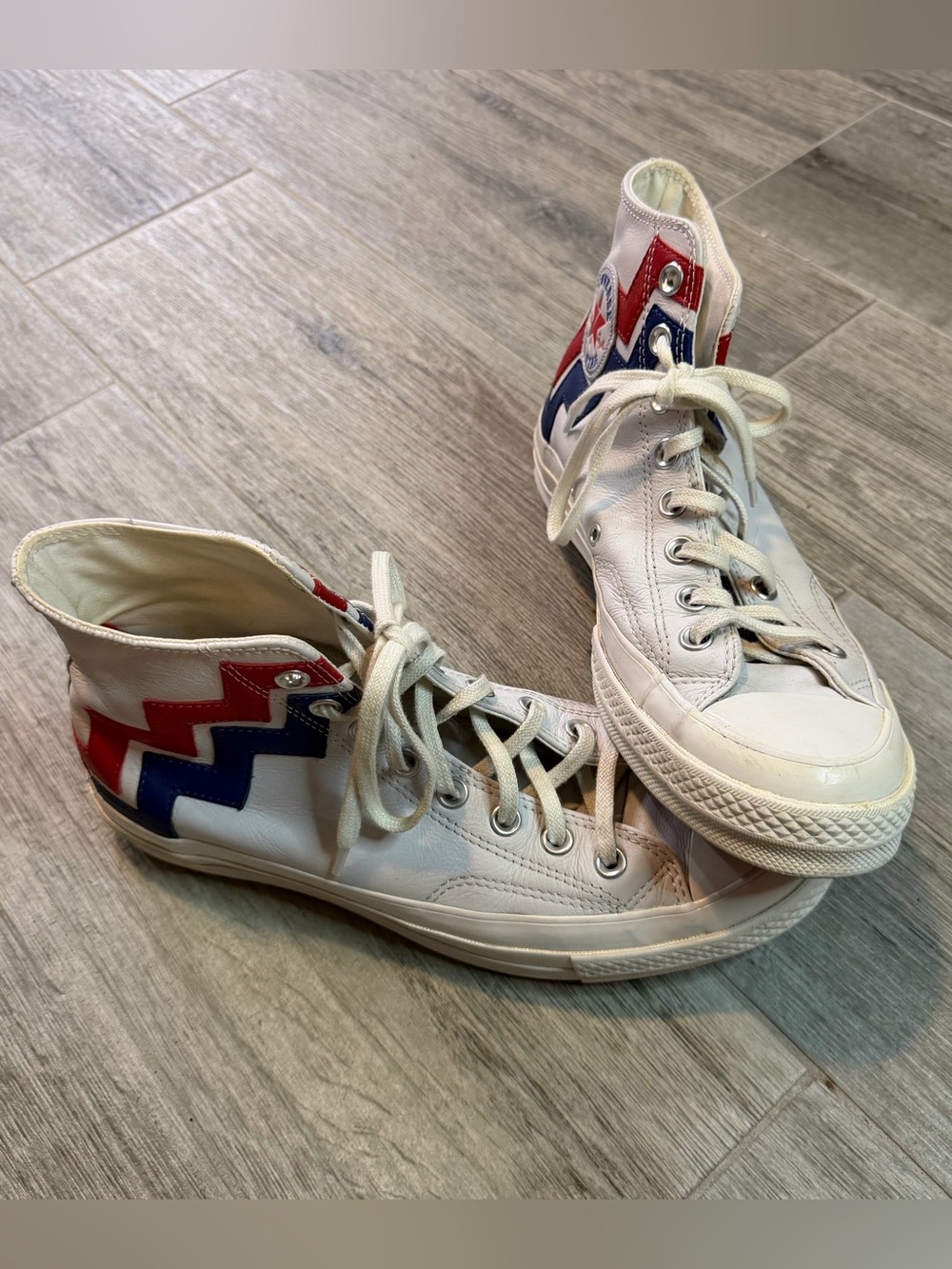 Rare Converse Chuck Taylor 70 VLTG Sneakers White Red Blue Zig-zag Graphic